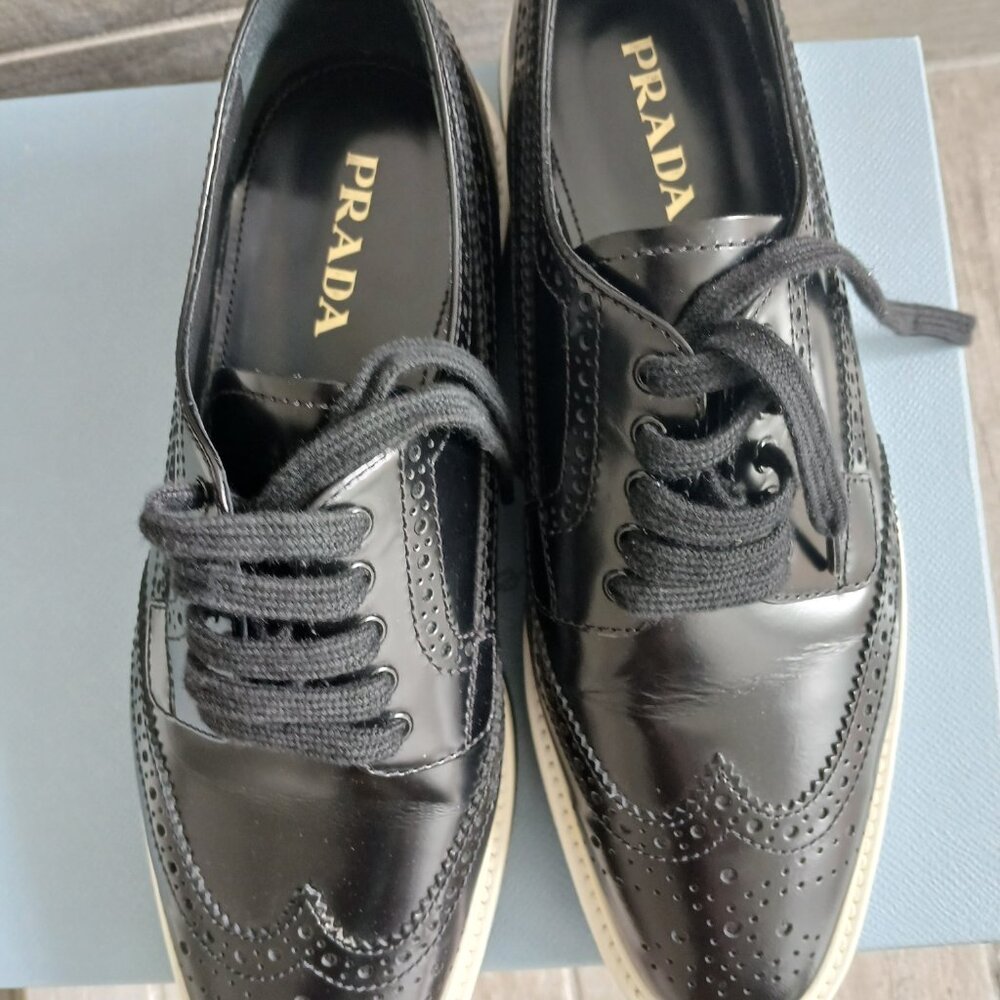 Prada Wingtip Oxford Platform shoes. - Picture 5 of 10